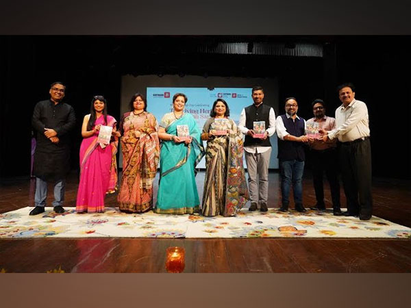 Dr. Madhu Chitkara, Pro Chancellor, Chitkara University, releasing a book titled “Indian Sari - Sartoria and Semiotics” by Prof (Dr) Vaibbhavi Ranavaade at Chitkara University