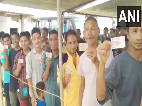 Voters queued up in Gomati, Tripura. (Photo/ANI)