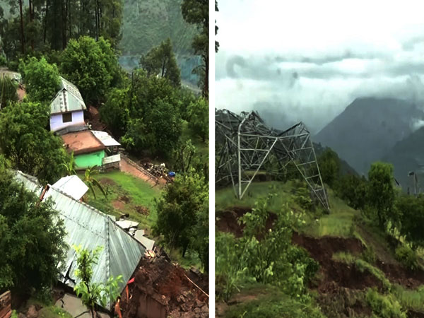 Pernote village is witnessing heavy damages to roads, houses and power towers due to continuous landslides (Photo/ANI)