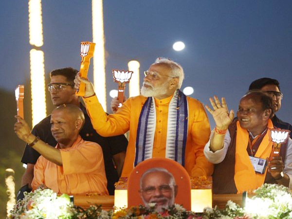 Prime Minister Modi and UP Chief Minister Yogi participate in a roadshow in Bareilly. (Photo/X@narendramodi)