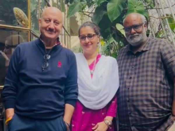 Anupam Kher, Kausar Munir and M. M. Keeravani (Image source: Instagram)