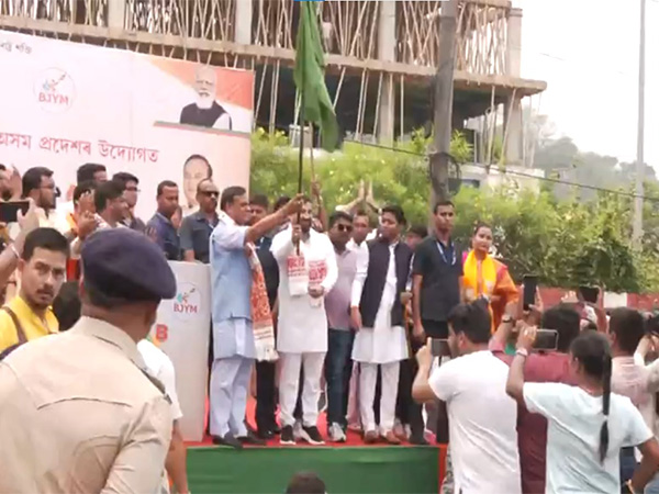 Assam CM Himanta Biswa Sarma flags off bike rally in Guwahati (Photo/ANI)