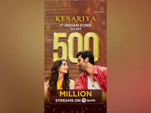 “Kesariya”, from Brahmastra Makes History, the only Indian track to surpass 500 million streams on Spotify!