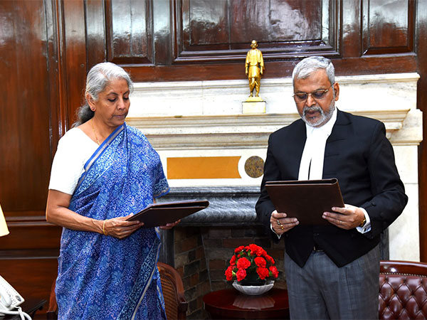 Union minister Nirmala Sitharaman administered oath to GSTAT President Justice (Retd.) Sanjaya Kumar Mishra