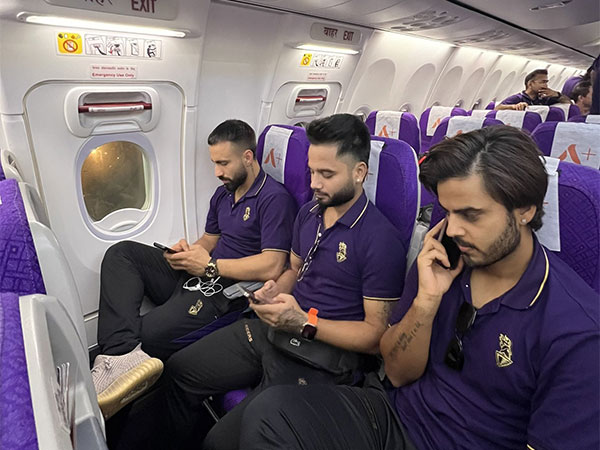 KKR players standing at the Guwahati Airport. (Picture: Kolkata Knight Riders/X)