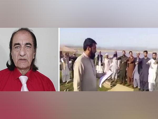 PoJK activist Ayub Mirza (left) and protesters (Right) (Photo/ANI)