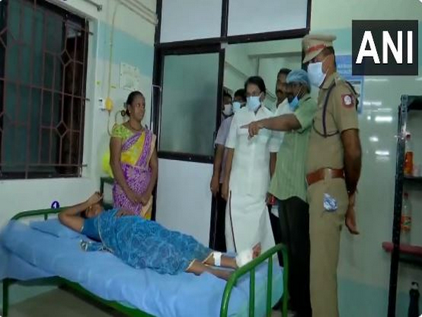 Minister KKSSR Ramachandran visits injured in fireworks unit explosion (Photo/ANI)