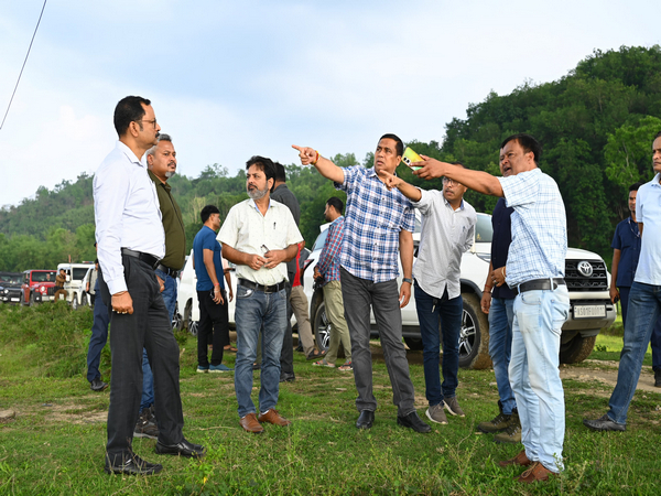 Assam Tourism Minister Jayanta Malla Baruah inspects sites of 5-star hospitality projects (Photo/ANI)
