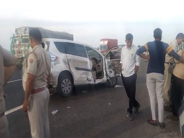 Three people of same family died in a road accident on Delhi-Mumbai Express Highway in Rajasthan's Dausa (Photo/ANI)