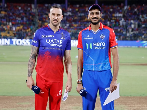Faf du Plessis and Axar Patel at toss. (ANI)