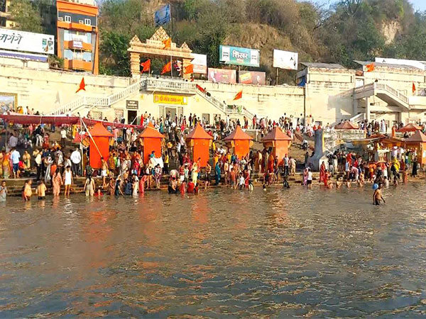 Devotees at Har ki Pauri on the auspicious occasion of Ganga Saptmi (Image/ANI) 