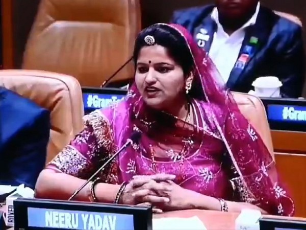 Sarpanch Neeru Yadav at the United Nations (Photo/@NeeruYadavJJN)