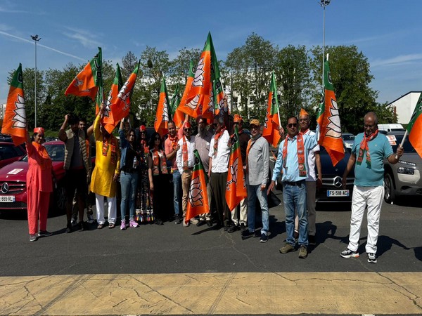 Overseas Friends of BJP France organise 'NRI4Namo' Paris Car Rally. (Photo: ANI)
