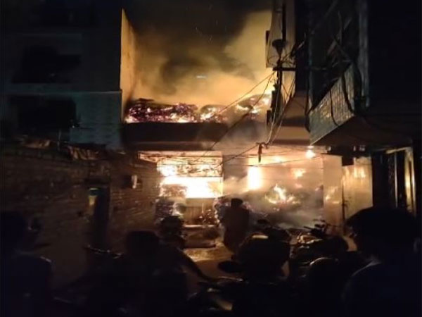 A building housing a paper godown caught fire in Delhi's Shakarpur (Photo/ANI)