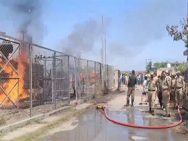 Fire breaks out at grid station in Udhampur (Image/ ANI)