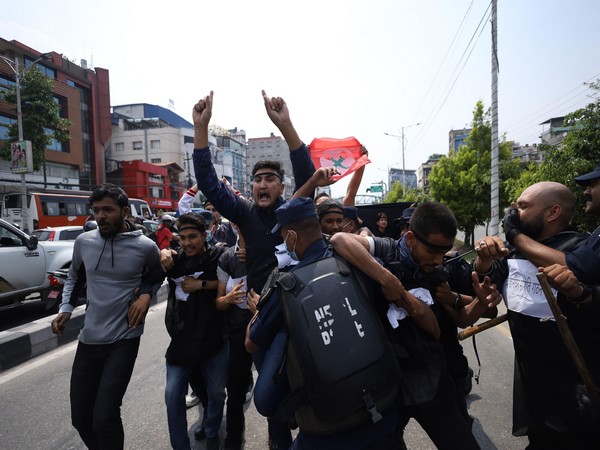 Nepal police arrests students protesting outside parliament (Photo/ANI)
