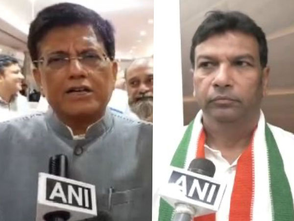 BJP's Piyush Goyal and Congress' Bhushan Patil (Photo/ANI)