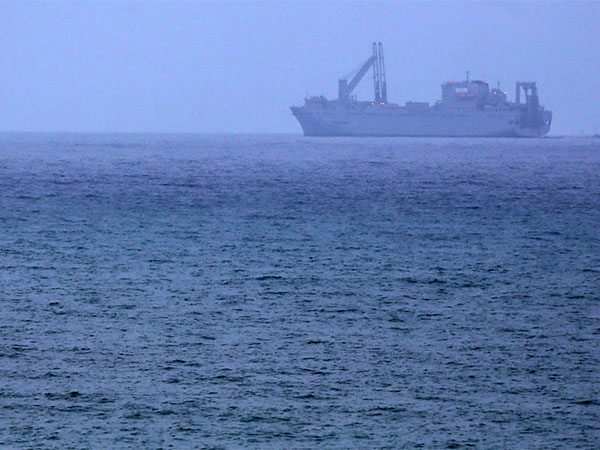The US Navy logistics vessel Roy P. Benavidez off the coast of Gaza (Photo/TPS)