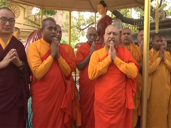 Buddhist monks offering prayers (Photo/ANI)