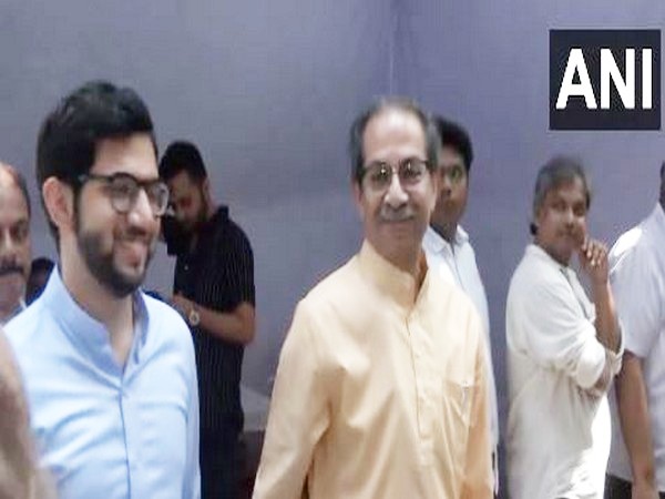 Uddhav Thackeray along with son Aaditya Thackeray cast vote (Photo/ANI)