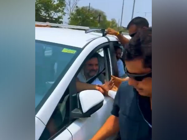 Congress leader Rahul Gandhi  in Rae Bareli (Photo/ANI)