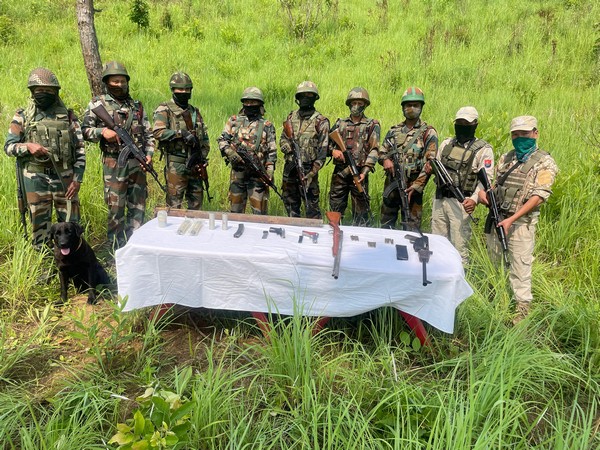 Security forces recover arms and ammunition in Churachandpur (Photo/ANI)