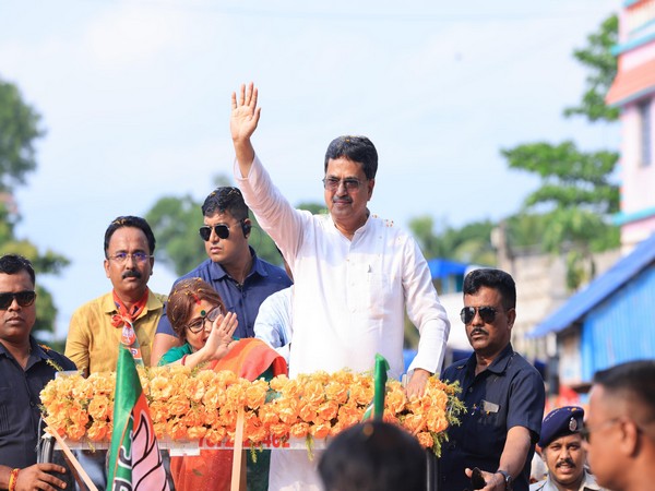 Tripura Chief Minister Manik Saha at an election rally in Paschim Medinipur on Tuesday (Photo/ANI) 