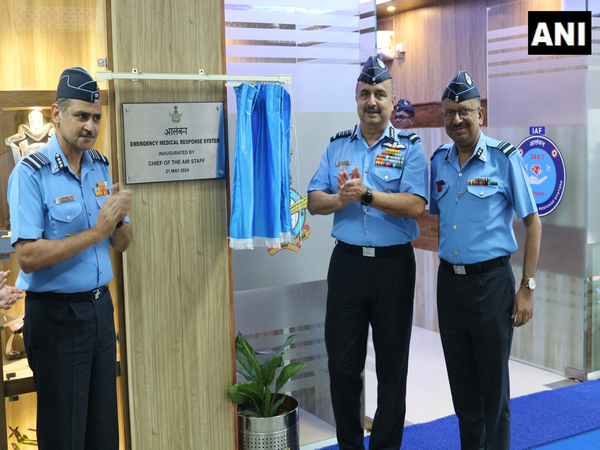 Air Chief Marshal VR Chaudhari during the inauguration of Emergency Medical Response System in Bengaluru (Photo/ANI)