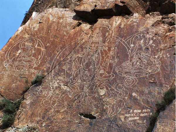 The Buddha image petroglyphs at the Tamgaly Tas, on the banks of the Ili River, Kazakhstan (Photo- Wildticketasia)