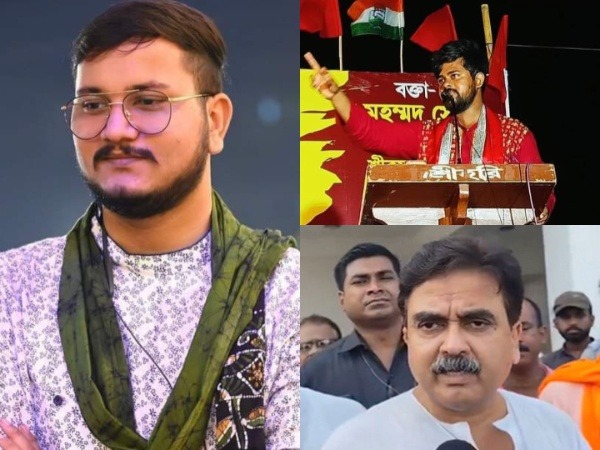 TMC candidate Debangshu Bhattacharya, CPI (M) candidate Sayan Banerjee and BJP candidate Abhijit Gangopadhyay. (Clockwise from left)
