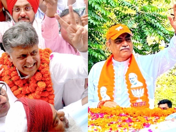 Congress leader Manish Tewari and BJP candidate Sanjay tandon (Photo: ANI, X)