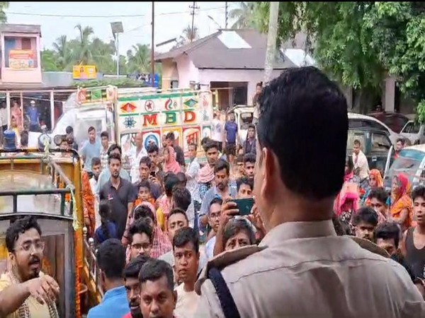 Protest held over death of 36-year-old in Tripura's Boxnagar (Photo/ANI)