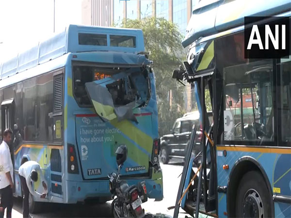 Two DTC buses collide in Delhi's Nauroji Nagar (Photo/ANI) 