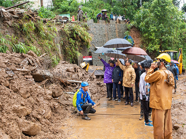 Mizoram Chief Minister Pu Lalduhoma at a disaster site in Aizawl (Pic credit/@Lal_Duhoma)
