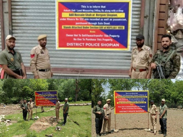 Shopian Police attaches illegal properties of drug peddlers (Photo: Shopian Police)