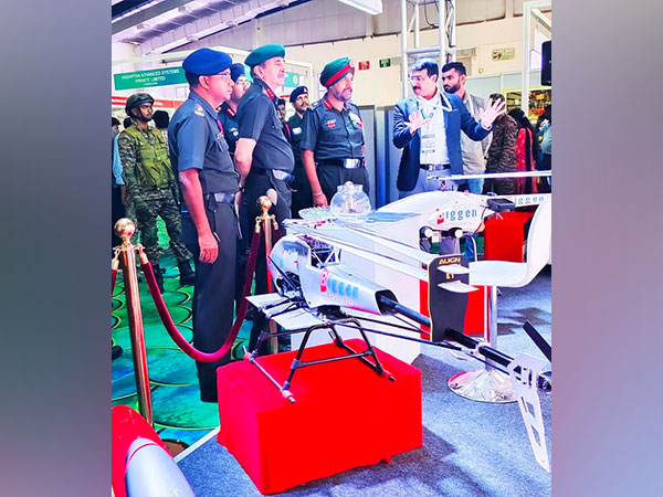 Biggen Technologies (BGT) experts explaining the features of UAV helicopters to Army officials at the Army Expo 2024, held at CODISSIA, Coimbatore, Tamil Nadu