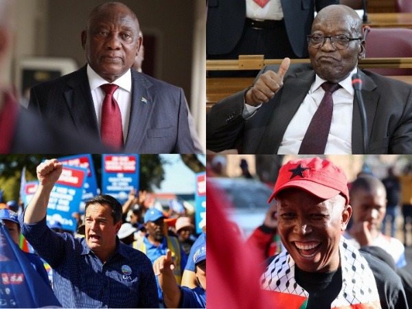 South Africa President Cyril Ramaphosa, Former South African President Jacob Zuma, DA leader John Steenhuisen and EFF President Julius Malema 