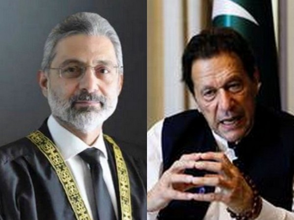 Chief Justice of Pakistan Qazi Faez Isa (left), Former Pakistan PM Imran Khan (Image Credit: Reuters/Twitter/X/@TheSaadKaiser)