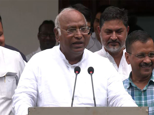 Congress President Mallikarjun Kharge after the INDIA bloc meeting (Photo/ANI)