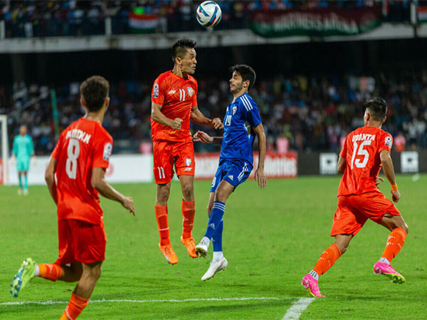 India and Kuwait teams in action. (Photo- AIFF)