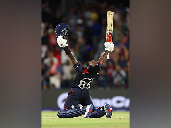 Aaron Jones celebrating after his team's win. (Photo- ICC X)