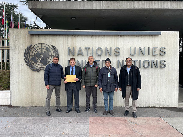 Members of BHRC outside UN office in Geneva. (Photo: ANI)