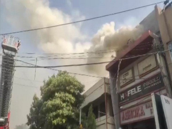 Smoke coming out after a fire broke out at a shop in Ludhiana, Punjab (Photo/ANI)