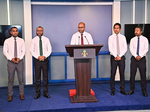 Maldives Minister of Homeland Security and Technology, Ali Ihsaan, addresses press conference (Image Credit: Maldives President's Office)