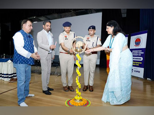 L-R: Dr Rakshit Tandon, Rubaab Sood, ACP Priyanshu Dewan, DCP Siddhant Jain, Charu Maini, Principal DAV School, Sec 49 Gurugram