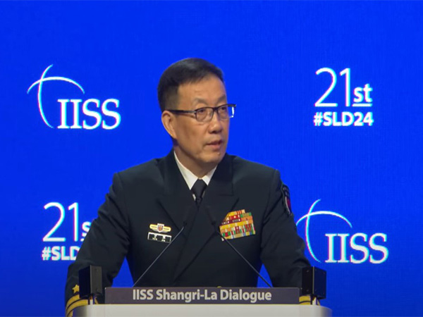 Chinese Defense Minister Dong Jun delivers a speech at the Shangri-La Dialogue in Singapore on Sunday, (Photo/youtube, The International Institute for Strategic Studies)