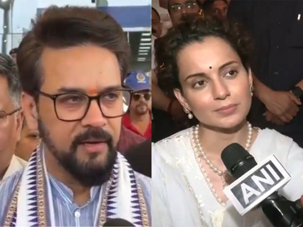 BJP leader Anurag Thakur and BJP candidate from Mandi Kangana Ranaut  (Photo/ANI)