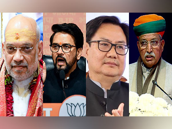 Union Ministers Amit Shah, Anurag Thakur, Kiren Rijiju, Arjun Ram Meghwal. (File Photos/ANI)