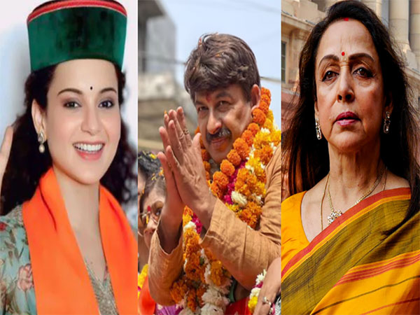 Kangana Ranaut, Manoj Tiwari, Hema Malini (Image source: X)