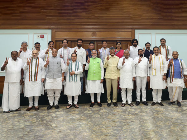 NDA leaders after the meeting at Prime Minister Narendra Modi's residence in Delhi. (Photo/ANI)